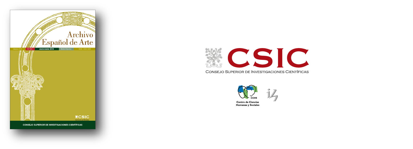 Journal's banner, made of its cover, CSIC's logo, Centro de Ciencias Humanas y Sociales' logo and Instituto de Historia's logo